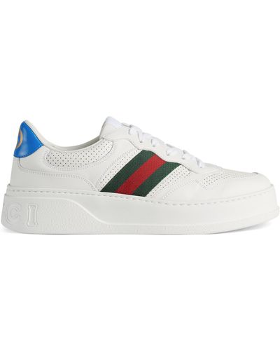 Gucci gg-embossed Leather Flatform Trainers - White