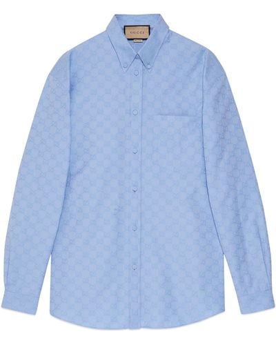 Gucci GG Supreme Cotton Shirt - Blue