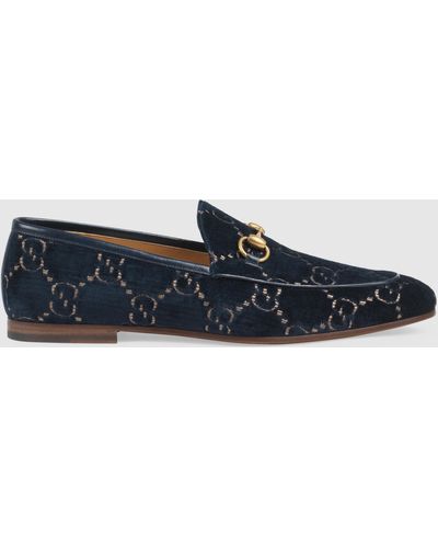 Gucci Jordaan GG Velvet Loafers - Blue