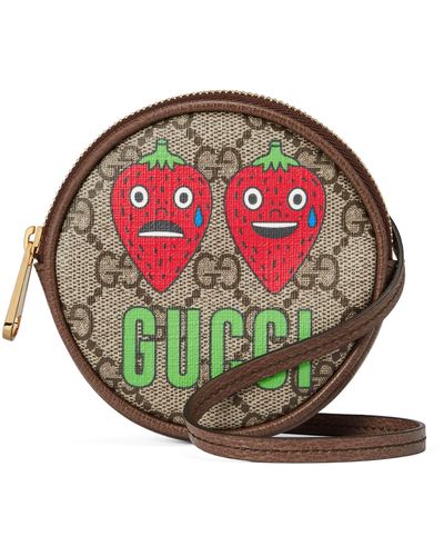 Gucci Strawberry Print Coin Purse - Green