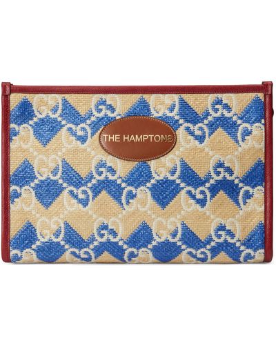 Gucci 'the Hamptons' GG Chevron Striped Pouch - Blue