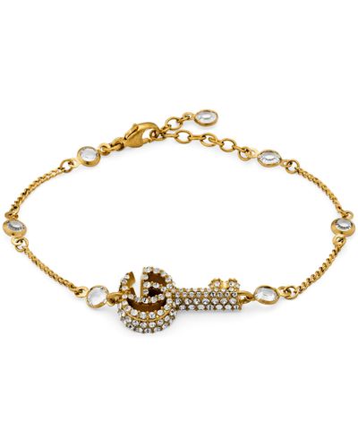 Gucci Double G Key Bracelet With Crystals - Metallic