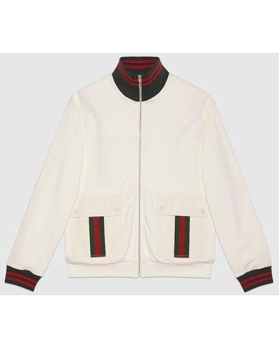 Gucci Cotton Jersey Zip Jacket With Web - White