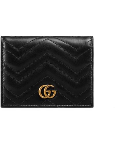 Gucci Calfskin Matelasse GG Marmont Card Case Black