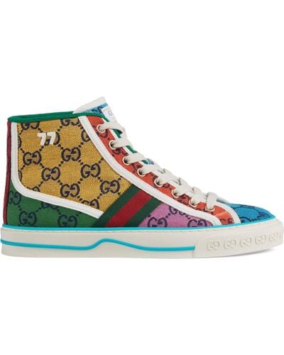 Gucci Tennis 1977 GG Multicolor High-top Sneakers - Yellow