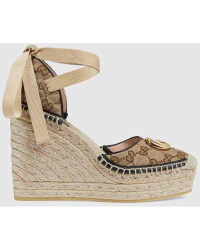 Gucci Gg 85h Matelasse Espadrille Platform Sandals - Natural