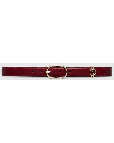 Gucci Belt With Round Interlocking G - Red