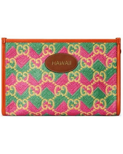 Gucci 'hawaii' GG Chevron Striped Pouch - Pink
