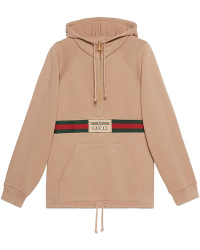 Gucci Sweatshirt With Web And Label - Natural