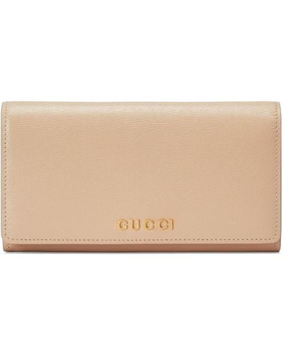 Gucci Continental Wallet With Script - Natural