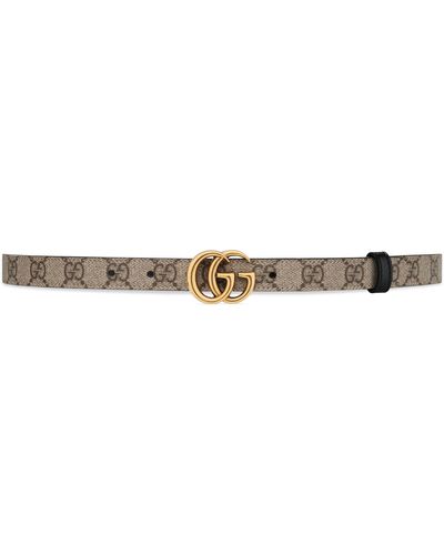 Gucci GG Marmont Reversible Thin Belt - Natural