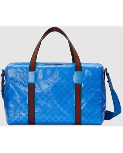 Gucci Large Duffle Bag With Web - Blue