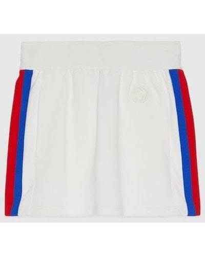 Gucci Cotton Jersey Mini Skirt With Web - White