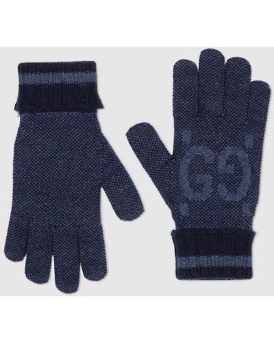 Gucci GG Cashmere Gloves - Blue