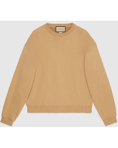 Gucci Cotton Jersey Sweatshirt With Web - Natural
