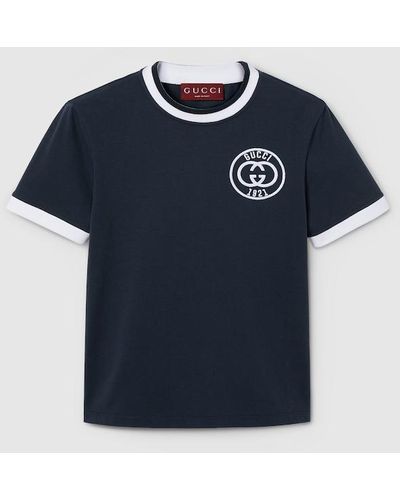 Gucci Cotton Jersey T-shirt With Embroidery - Blue