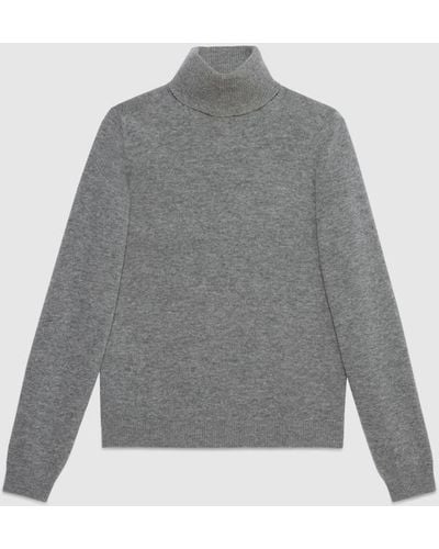 Gucci Wool Sweater With Patch - Gray