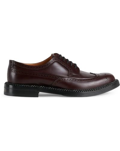 Gucci Lace-up Shoe With Brogue Details - Brown