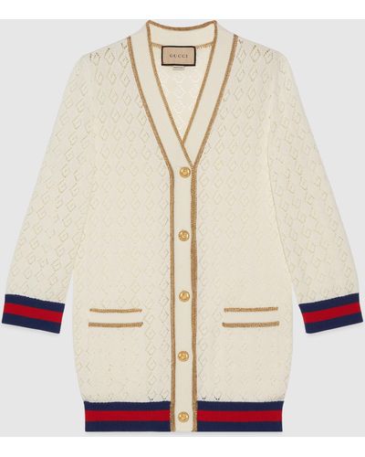 Gucci Cotton Cardigan With Web - Natural