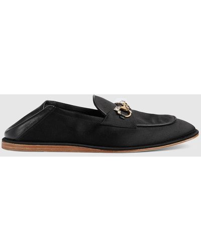 Gucci Horsebit Loafer With Crystals - Black