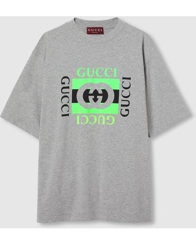 Gucci Cotton Jersey T-shirt With Print - Gray