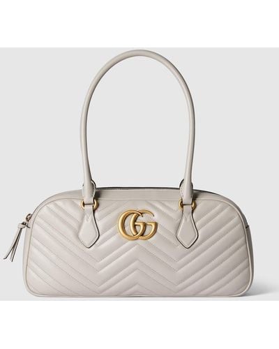 Gucci GG Marmont Medium Top Handle Bag - Natural