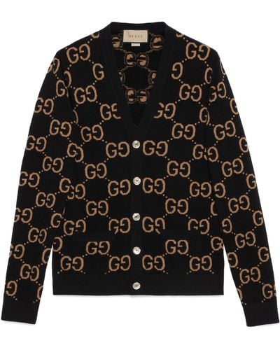 Gucci GG Wool Jacquard Cardigan - Black