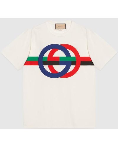 Gucci Round gg Print Cotton T-shirt - White