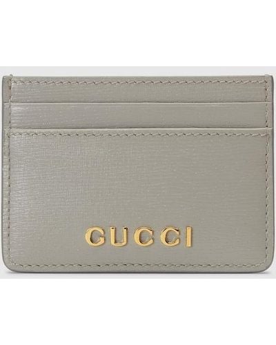 Gucci Card Case With Script - Gray