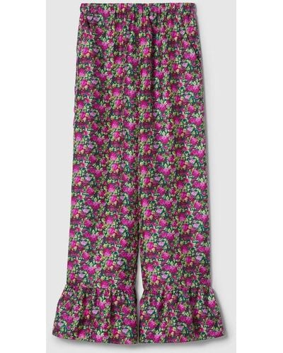Gucci Silk Pant With Floral Print - Purple