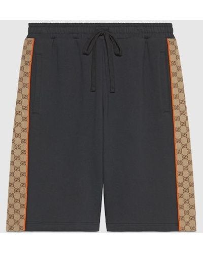 Gucci Cotton Jersey Shorts With GG Inserts - Gray