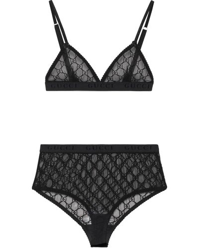 Gucci GG Tulle Lingerie Set - Black