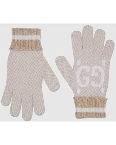 Gucci GG Cashmere Lamé Gloves - White