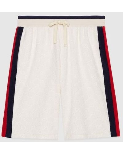 Gucci GG Cotton Terry Cloth Shorts With Web - White