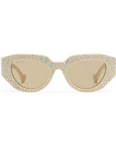 Gucci Geometric-frame Sunglasses - Natural