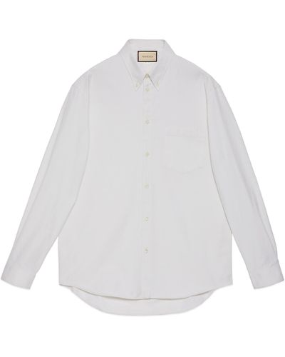 Gucci Oxford Cotton Shirt With Embroidery - White