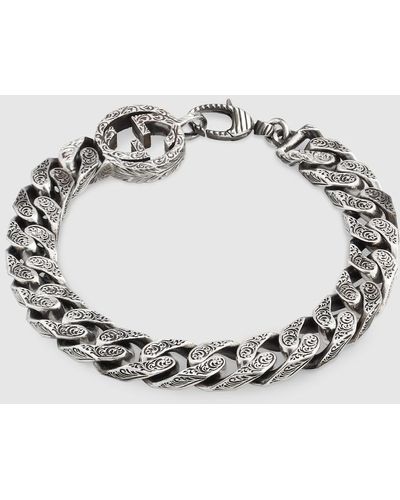 Gucci Interlocking Chain Bracelet In Silver - Metallic