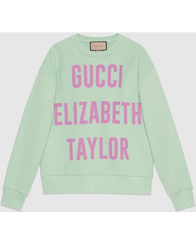 Gucci 【公式】 (グッチ)「 Elizabeth Taylor' コットン スウェットシャツライトグリーンブルー