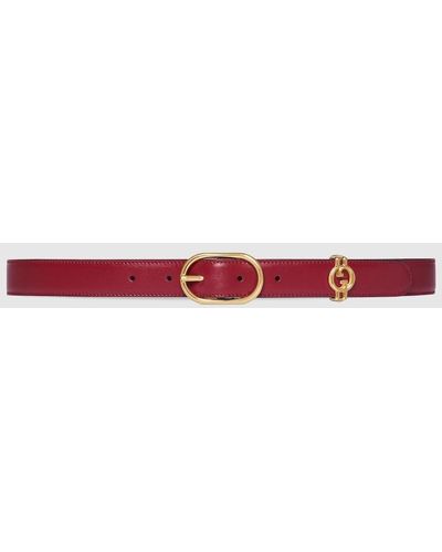 Gucci Belt With Round Interlocking G - Red