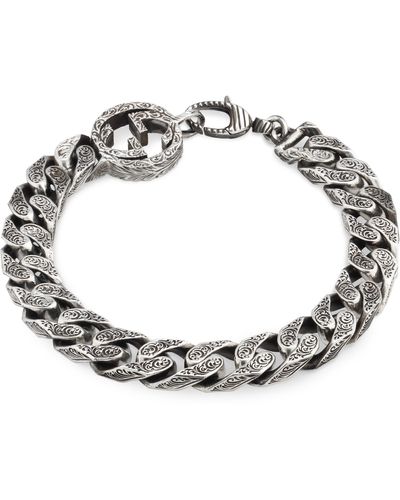Gucci Interlocking Chain Bracelet In Silver - Metallic
