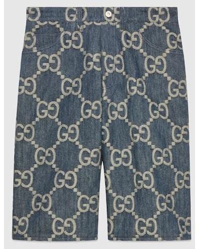 Gucci Jumbo GG Denim Shorts - Blue
