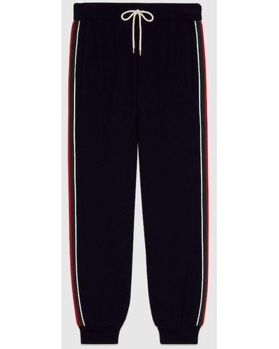 Gucci Wool Jersey Track Bottoms With Web - Blue