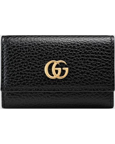 Gucci 〔GG マーモント〕レザー キーケース, ブラック, Leather