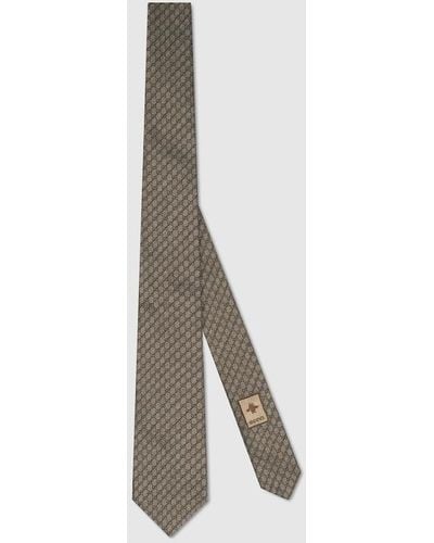 Gucci Silk-wool Interlocking G Tie - Gray