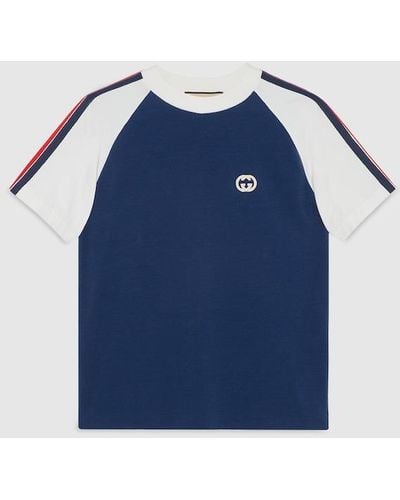 Gucci Logo-embroidered Crew-neck Stretch-cotton Jersey T-shirt - Blue
