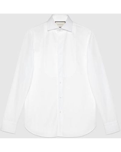 Gucci Sea Island Cotton Plastron Shirt - White