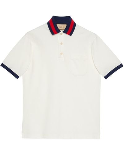 Gucci Web Collar Polo Shirt - White