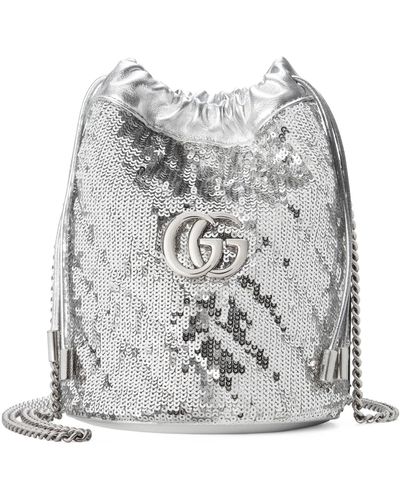 Gucci GG Marmont Mini Sequin Bucket Bag - Metallic
