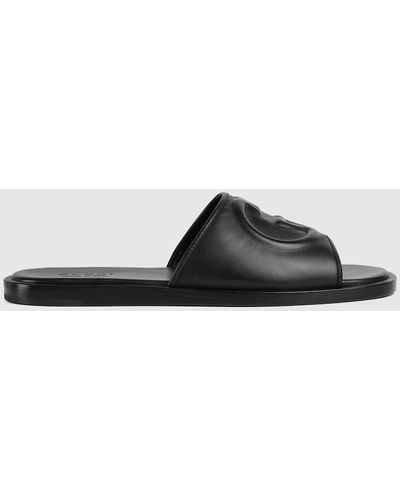 Gucci Slide Sandal With Interlocking G - Black