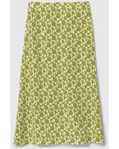 Gucci Floral Print Silk Crêpe De Chine Skirt - Green